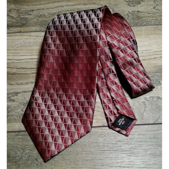 Jones New York Mens 100% Silk Tie Formal Suit  Luxury Style Collection Maroon - Picture 4 of 6